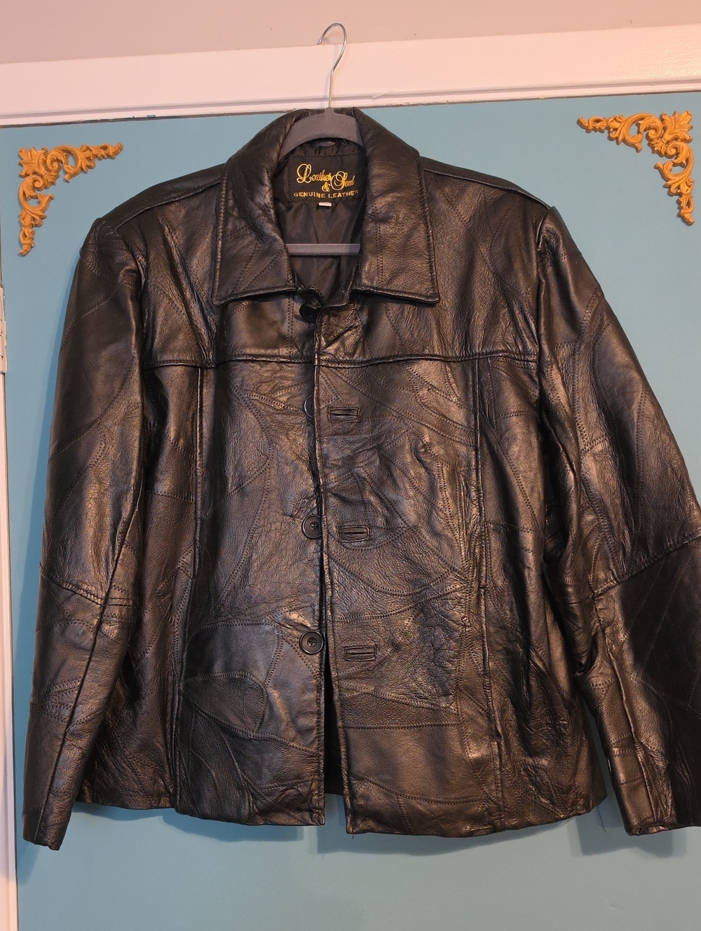 Genuine Leather Black Men's Button-Front Jacket